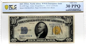 FR-2309 1935 A $10 NORTH AFRICA WWII $1 SILVER CERTIFICATE PCGS 30 PPQ VF - Picture 1 of 4