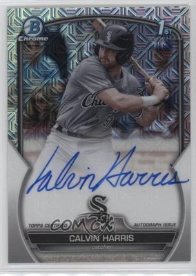 2023 Bowman Draft Chrome Prospect HTA Choice Refractor /150 Calvin Harris Auto - Image 1 of 2