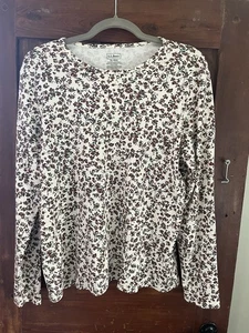 LL Bean Supima Damen-T-Shirt Baumwolle dunkelrot grün türkis cremeweiß LS Oberteil XL - Bild 1 von 4