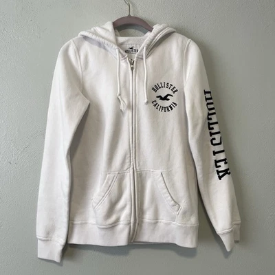 Chaqueta con capucha Hollister blanca, talla S Foto 1 de 4