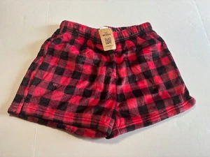 Happy Nation Girls Plush Pajama Shorts Red Check Medium - Picture 1 of 2