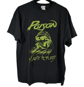 Camiseta negra Poison vintage de vinilo banda de carne y sangre talla mediana para adulto - Imagen 1 de 9