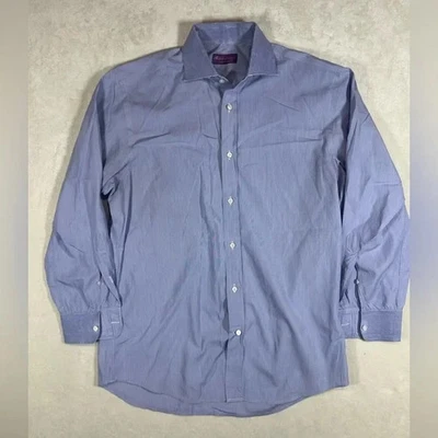 Ralph Lauren Purple Label 16”Pointed Collar Blue Pinstripe Dress Shirt - Image 1 of 4