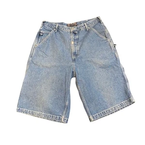 Vintage Mens Pure Playaz Jeans Baggy Shorts Carpenter SZ 36 90s Y2K 100% Cotton - Picture 1 of 6