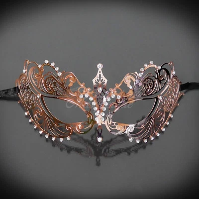 Laser Cut Filigree Metal Mardi Gras Prom Ball Venetian Masquerade Mask M7117 - Image 1 of 2