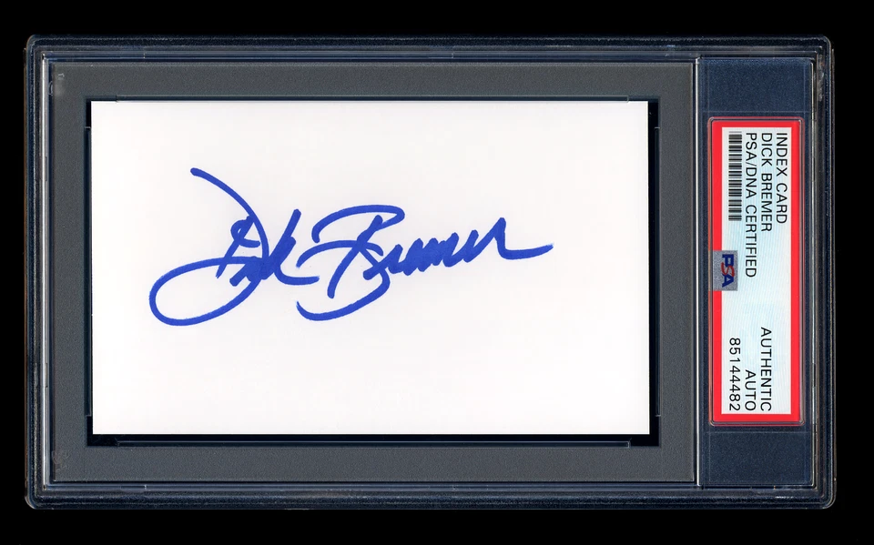 DICK BREMER SIGNED INDEX CARD PSA/DNA AUTOGRAPHED MINNESOTA TWINS BROADCASTER - Image 1 of 1