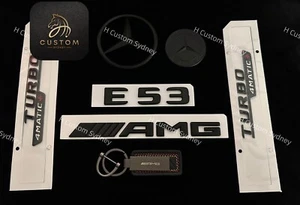 E53 Matte Black Badges Pack For Mercedes E53 C238 Coupe A238 Exclusive Pack - Picture 1 of 7