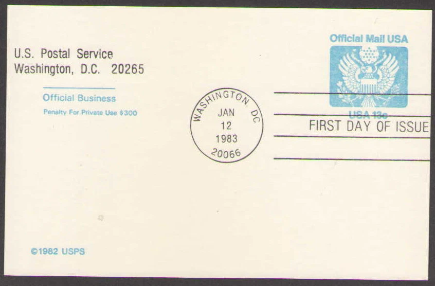 US. UZ2. 13c. Great Seal. Official Postal Cards. FDC. MNH. 1983 - Image 1 of 1