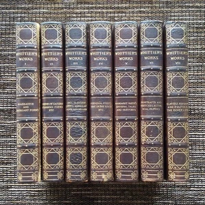 RARE VINTAGE 7-Volume 1896 The Complete Writings of John Greenleaf Whittier - Foto 1 di 12