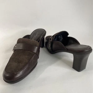 Aerosoles Womens Stir Up Loafer Mule Block Heels Shoes Brown Leather 6.5 M New - Picture 1 of 9