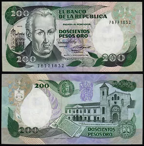 KOLUMBIEN 200 PESOS ORO (P429c) 01.11.1985 UNC - Bild 1 von 1