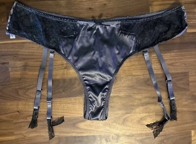 Glossy Second Skin Satin Thong Panties Garters 3XL SEXY Lingerie Eyelash Lace - Image 1 of 4