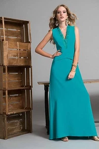 Edas abito lungo Cerito ACQUA cerimonia evening dress damigella 42-50-54 plus - Picture 1 of 2