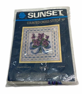 Sunset Counted Cross Stich Kit  Voilets and Lace - Picture 1 of 2