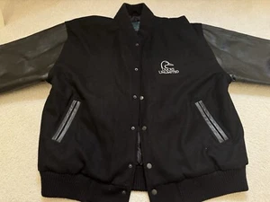 Ducks Unlimited Black Wool Letterman Varsity Jacket Leather Sleeves Men’s XL - Picture 1 of 8