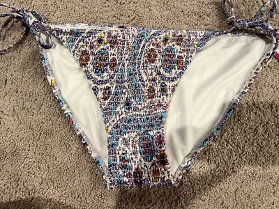 Parte inferior de bikini de tanga ajustada para mujer junior - estampado azul cachemira - talla: XL 12-14 Foto 1 de 4