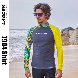 CAMISETAS TOP DE NATACIÓN DEPORTES ACUÁTICOS SURF SNORKEL MANGA LARGA PROTECTORES CONTRA ERUPCIONES PARA HOMBRE 7904 - Imagen 1 de 8