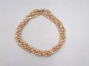 Two 19 in. Endless Cultured Freshwater Pearl Necklace Double Lock Pink Handmade - Picture 1 of 8