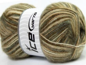 4-Skein Lot Angora Supreme Color Yarn Fine green camel white - Picture 1 of 4