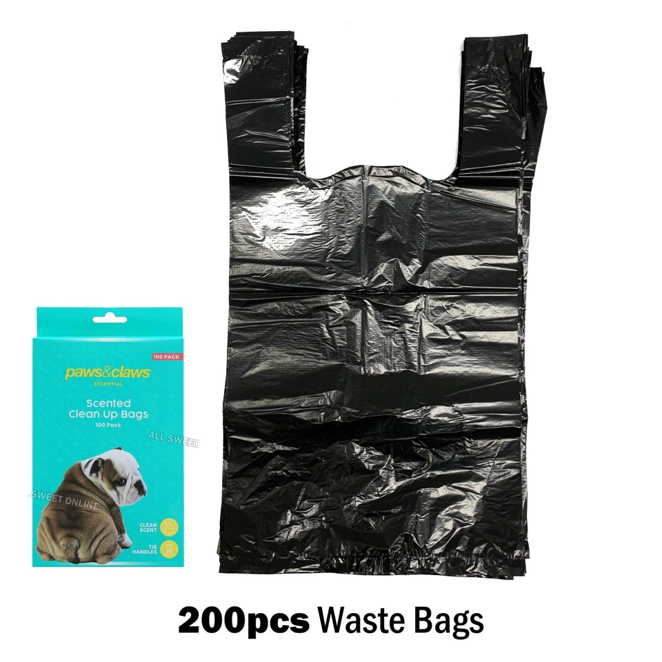2400 X Scented Dog Poo Poop Litter Waste Disposal Bags Black Tie Handles FW