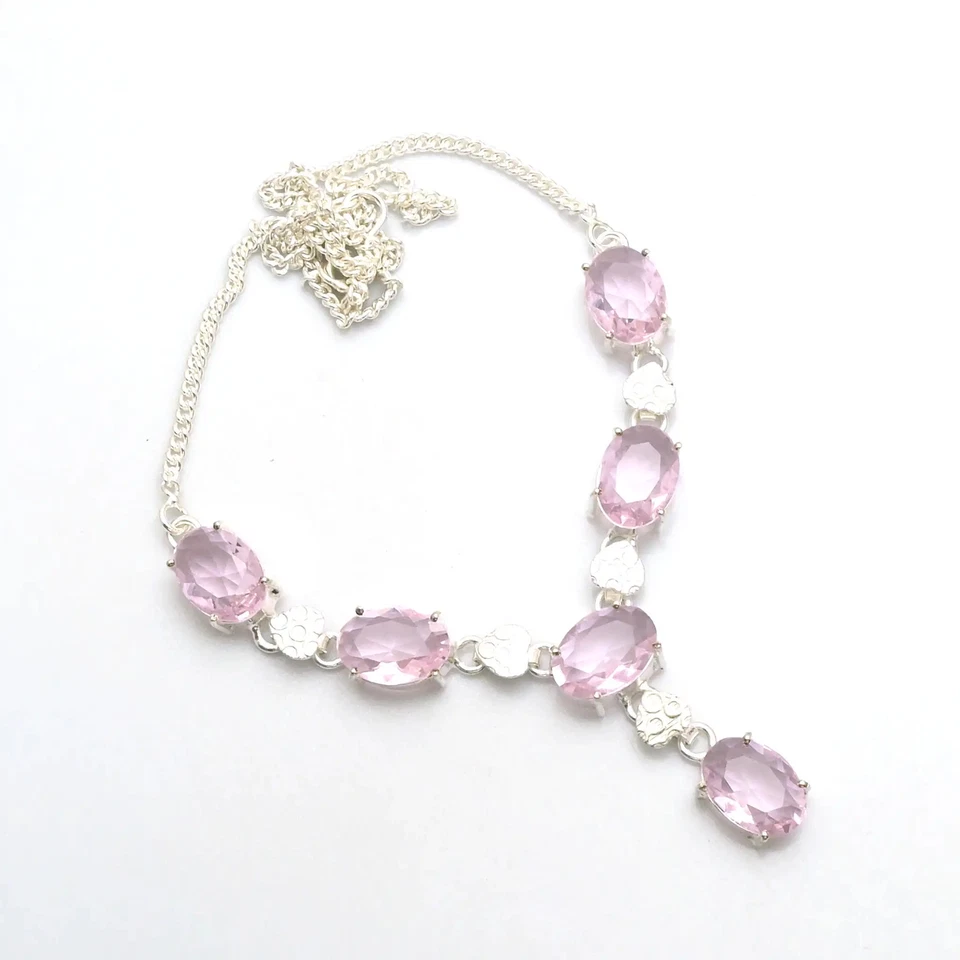 Pink Topaz Gemstone Ethnic Handmade Necklace Jewelry For Women 28 Gms AN 12871 - Image 1 of 1