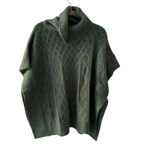 Poncho Suéter Mia and Tess Verde Cuello Alto Grueso Tejido Talla Única Nuevo con Etiquetas - Imagen 1 de 6