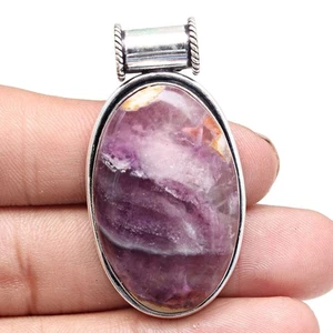 Colgante Piedras Preciosas Fluorita Hecho a Mano Regalo Para Ella Joyería Plata 1.75" - Imagen 1 de 7