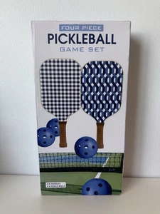 Four Piece Blue Patterned Pickleball Set Includes 2 Paddles & 2 Pickle Balls - Bild 1 von 6