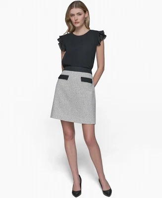 KARL LAGERFELD PARIS Women's Tweed A-Line Mini Skirt - Black Multi - 12 - Image 1 of 4