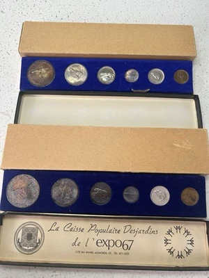 SASA 批量 (2) 1967 年加拿大 PL 套装 (6) 硬币套装原装盒重色调 — 第 1/4 张图片