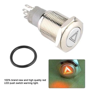 16mm LED Car Hazard Warning Light Push Button Switch On Off Emergency Signal - Picture 1 of 6