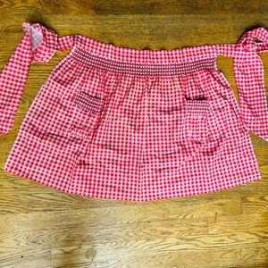 Halbschürze rot-weiß kariert Vintage Handarbeit Gingham - Bild 1 von 9