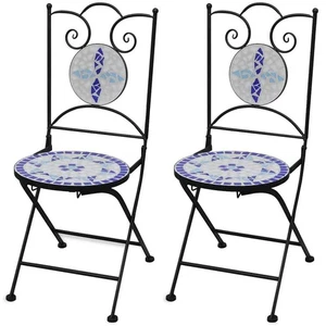 Bistro Chairs Foldable Outdoor Chair Dining Pub Chair 2 pcs Ceramic vidaXL - Picture 1 of 97
