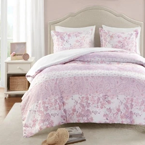 Queen Duvet Cover Set, Romantic Floral & Paisley, Solid Reverse, All Seasons ... - Picture 1 of 7