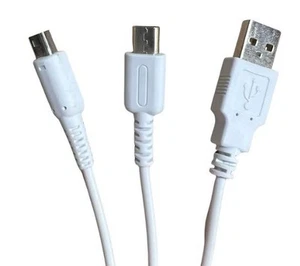 3ft 2 in 1 USB Charging Cable for Nintendo 3DS/2DS/DS Lite - White - Picture 1 of 1