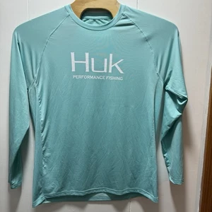 Huk Performance Fabrics Fishing Shirt Men's Size Large Long Sleeve Blue - Picture 1 of 7