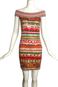 MOSCHINO JEANS- 1990s Printed Cotton Knit Dress, Size 12 - Picture 1 of 7