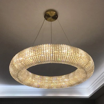 Indoor Lighting Crystals Chandelier Chrome LED Luxury Round Ring Chandeliers - Image 1 of 4