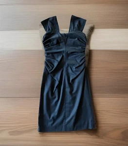Robert Rodriguez Sleeveless Ruched Black Sheath Dress Size 8 Sweetheart Neck LBD - Picture 1 of 8