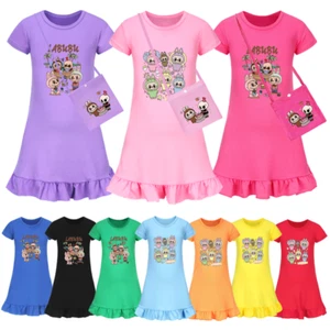 Kids Girls Cute Labubu Monster Nightwear Dress Sleepwear Pyjamas Nightgown Skirt - Picture 1 of 54