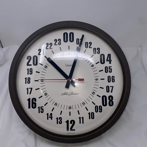 Seth Thomas Military 24-hour Wall Hanging Clock 24hr Time Manager Battery 0708 Cover