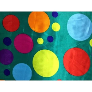 Bright Multi Colored Polka Dots - Faux Silk Charmeuse Satin Fabric - Picture 1 of 2