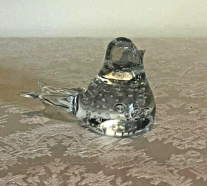 Clear Art Glass Bird Paperweight Song Bird Figure Bullicante Controlled Bubbles - Picture 1 of 3