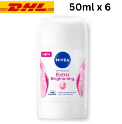 6x Deodorant NIVEA Anti Perspirant Women Extra Brightening Stick 50ml - Image 1 of 4