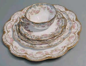 Haviland Limoges Schleiger 271A 5-tlg. Essplatz Rosen/Vergissnicht/Double Gold - Bild 1 von 11