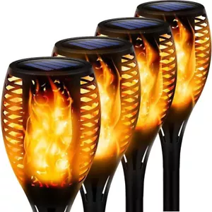 More details for 4/8pcs solar flickering flame effect torch lights outdoor garden led stake lamp