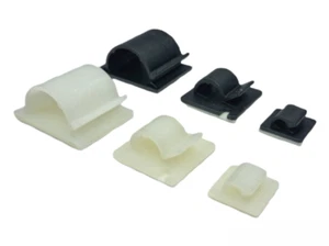 3M NYLON CABLE CLIPS SELF ADHESIVE WIRE CONDUIT WHITE & BLACK 16MM 25MM & 28MM - Picture 1 of 6