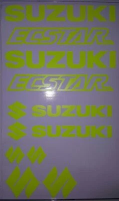 Adesivo Suzuki ECSTAR SET in giallo neon e vari colori 15,5 x 5 cm.....NUOVO !!! - Immagine 1 di 2