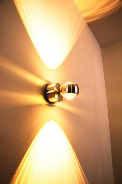 Lampada da parete LED applique faretto IP44 metallo alluminio vetro 2x3W 118385 - Immagine 1 di 1