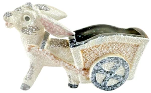 Vintage Planter, Donkey Pulling Wagon Small, Ceramic Textured, 1950s, used (DD3) - Picture 1 of 9